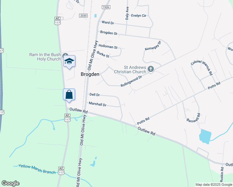 map of restaurants, bars, coffee shops, grocery stores, and more near 114 Dell Drive in Dudley