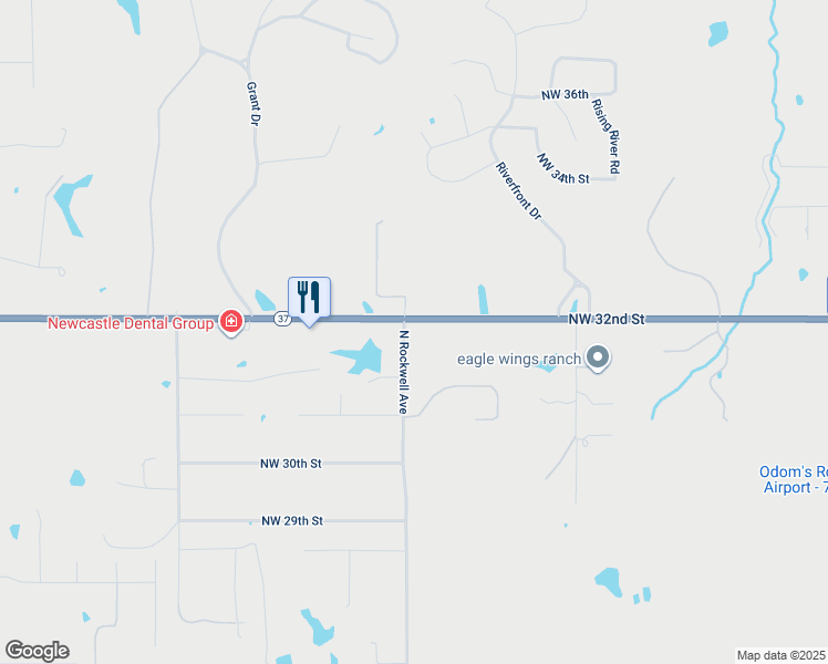 map of restaurants, bars, coffee shops, grocery stores, and more near 2344 Northwest 32nd Street in Newcastle