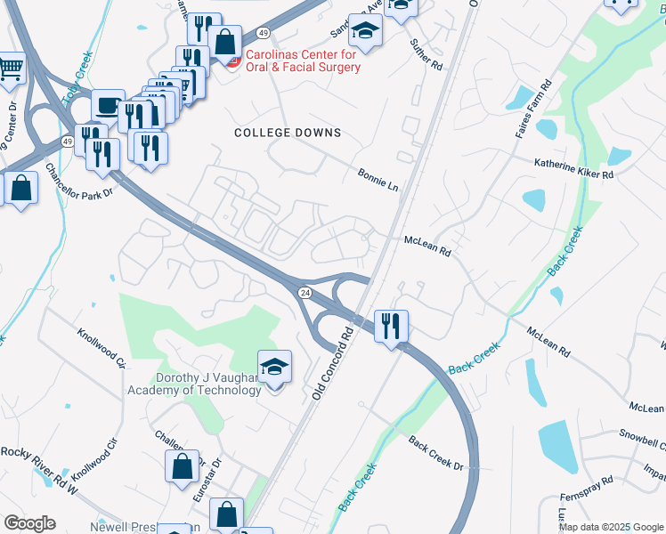 map of restaurants, bars, coffee shops, grocery stores, and more near 1516 Ivy Meadow Drive in Charlotte