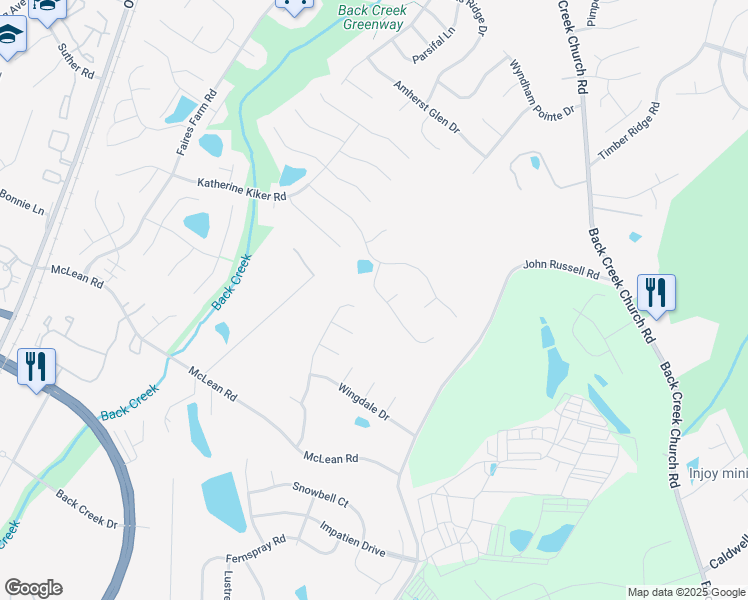 map of restaurants, bars, coffee shops, grocery stores, and more near 2205 David Earl Drive in Charlotte