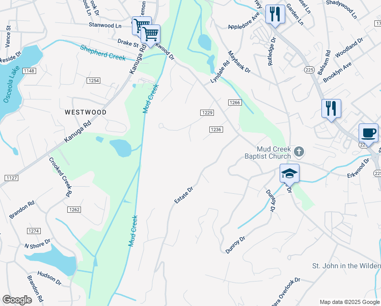 map of restaurants, bars, coffee shops, grocery stores, and more near 1236 Chanteloupe Drive in Hendersonville