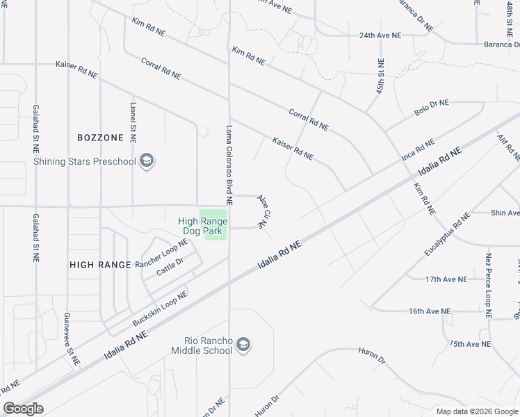 map of restaurants, bars, coffee shops, grocery stores, and more near 4032 Aloe Circle Northeast in Rio Rancho