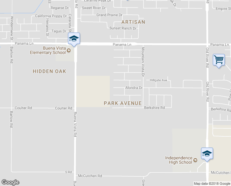 map of restaurants, bars, coffee shops, grocery stores, and more near 10824 Tamarron Drive in Bakersfield