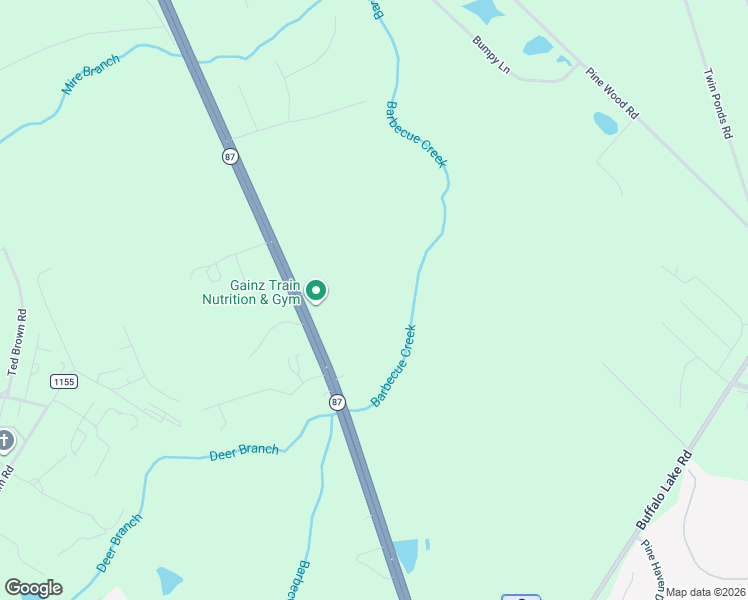 map of restaurants, bars, coffee shops, grocery stores, and more near 1435 North Carolina 87 in Sanford