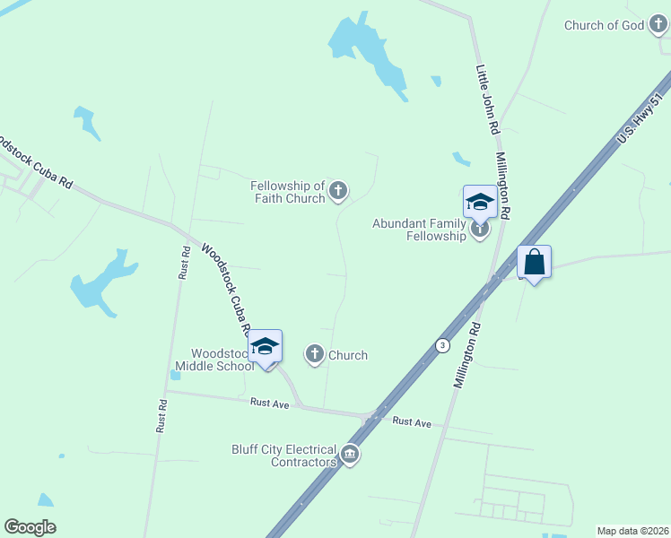 map of restaurants, bars, coffee shops, grocery stores, and more near 2726 Moonview Road in Millington