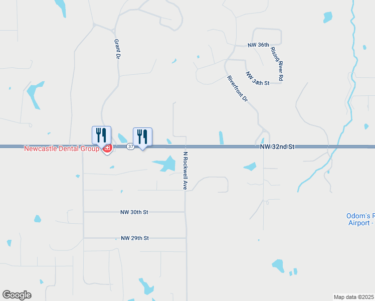 map of restaurants, bars, coffee shops, grocery stores, and more near 2344 Northwest 32nd Street in Newcastle