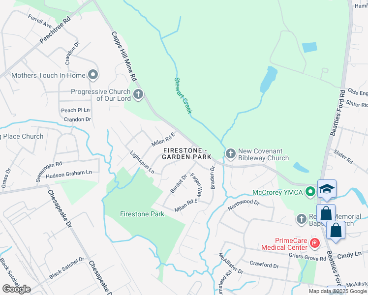 map of restaurants, bars, coffee shops, grocery stores, and more near in Charlotte