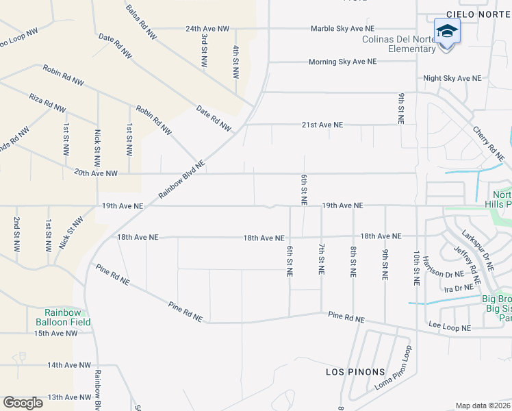 map of restaurants, bars, coffee shops, grocery stores, and more near 604 19th Avenue Northeast in Rio Rancho