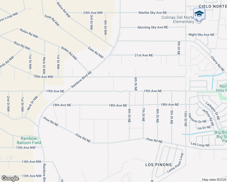 map of restaurants, bars, coffee shops, grocery stores, and more near 572 19th Avenue Northeast in Rio Rancho