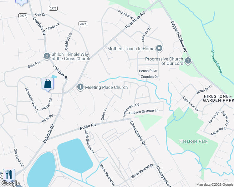 map of restaurants, bars, coffee shops, grocery stores, and more near 1404 Long Grass Court in Charlotte