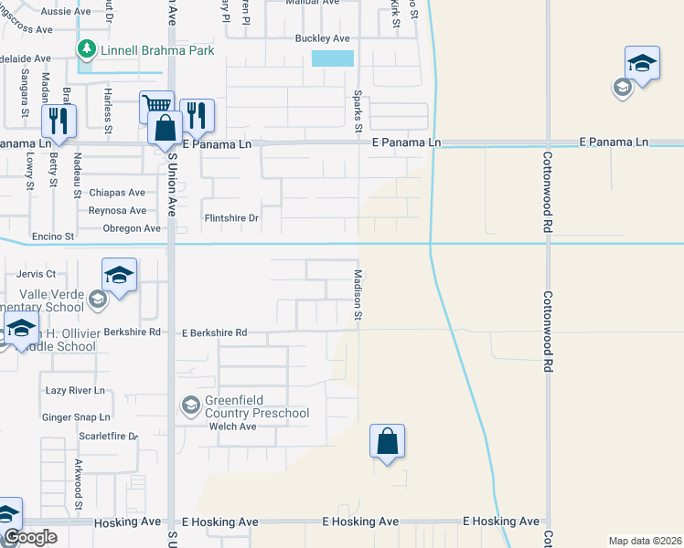 map of restaurants, bars, coffee shops, grocery stores, and more near 812 Bora Bora Lane in Bakersfield