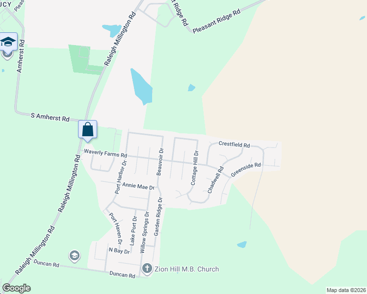 map of restaurants, bars, coffee shops, grocery stores, and more near 6031 Cloverland Cove in Millington