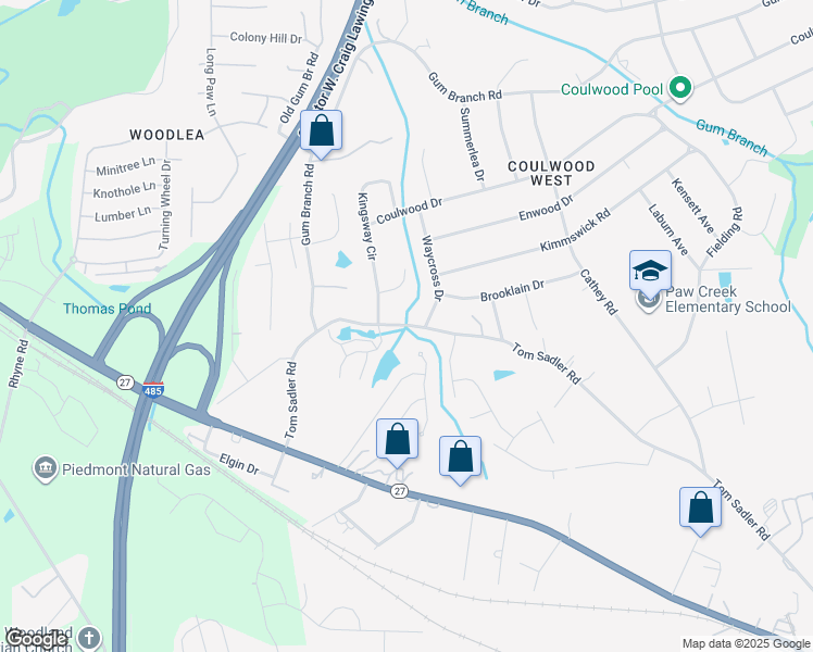 map of restaurants, bars, coffee shops, grocery stores, and more near 1649 Tom Sadler Road in Charlotte