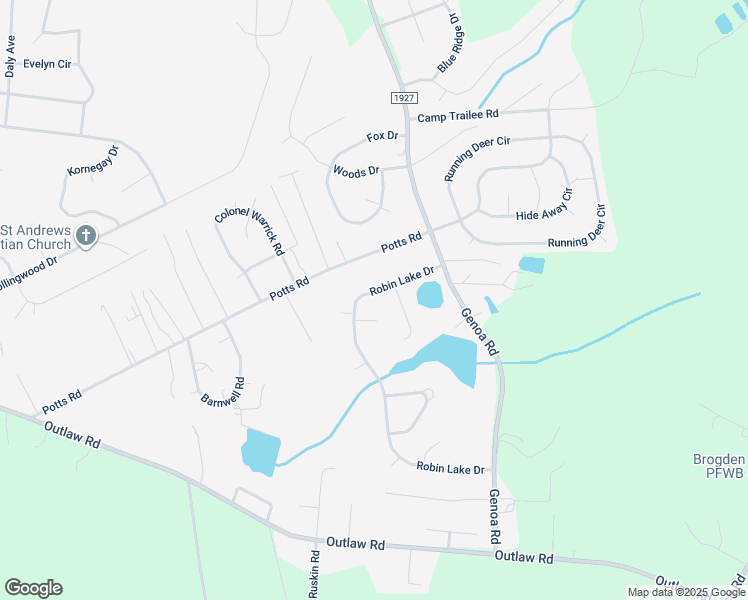 map of restaurants, bars, coffee shops, grocery stores, and more near 112 Robin Lake Drive in Brogden