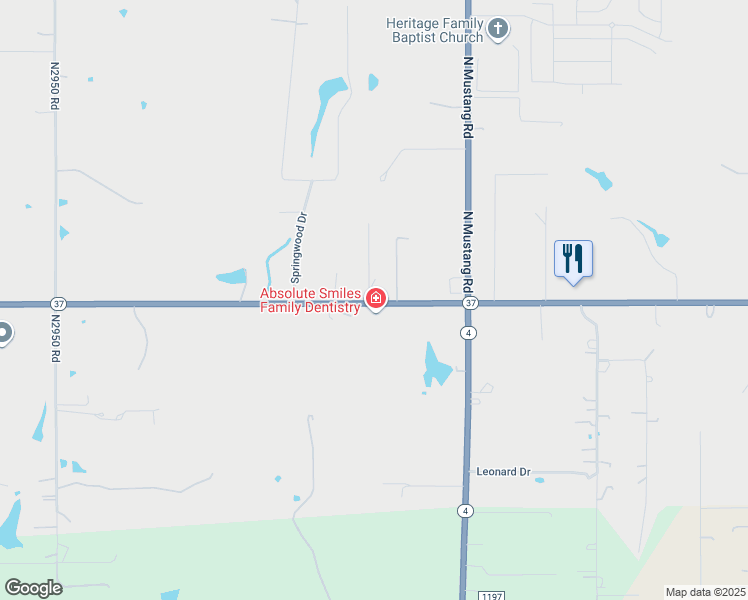 map of restaurants, bars, coffee shops, grocery stores, and more near 4725 Oklahoma 37 in Tuttle