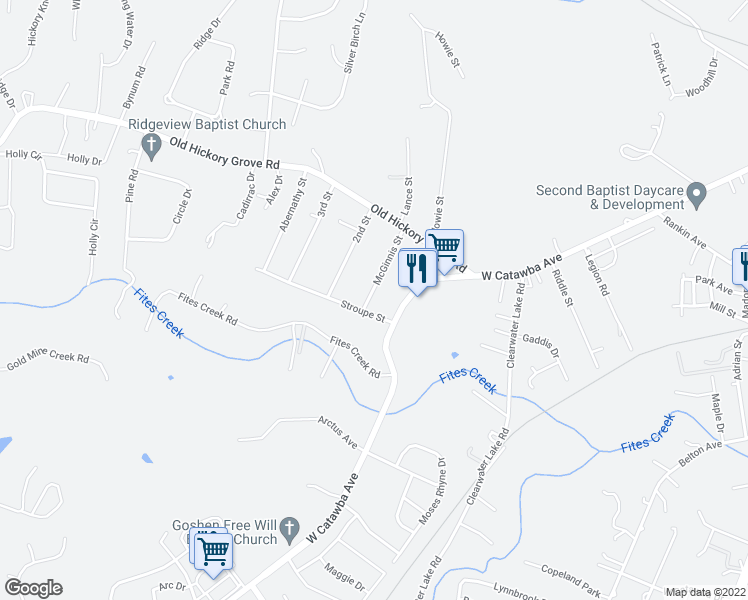 map of restaurants, bars, coffee shops, grocery stores, and more near 100 McGinnis Street in Mount Holly