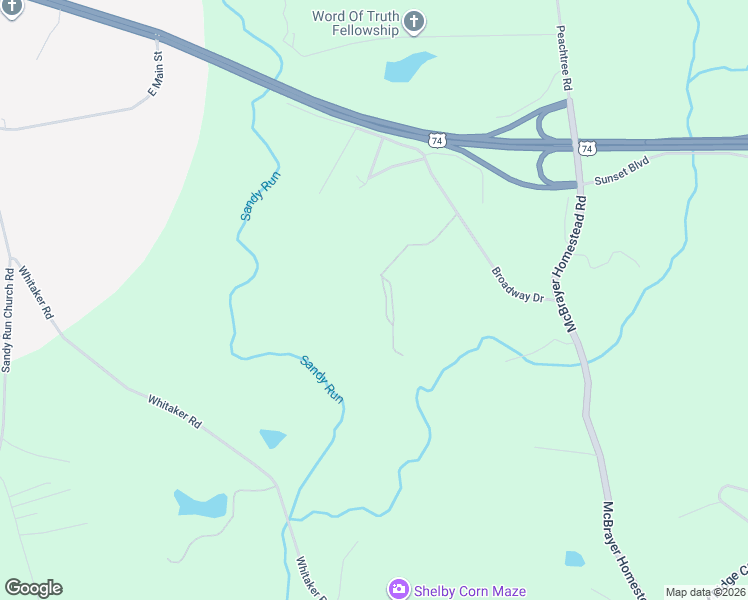map of restaurants, bars, coffee shops, grocery stores, and more near 120 Broadway Drive in Shelby