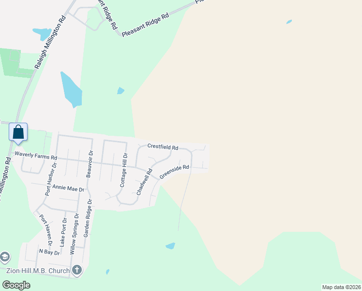 map of restaurants, bars, coffee shops, grocery stores, and more near 6042 Chadwell Road in Millington