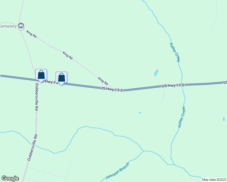 map of restaurants, bars, coffee shops, grocery stores, and more near 100 King's Way in Goldsboro