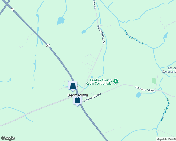 map of restaurants, bars, coffee shops, grocery stores, and more near 3000 Old State Highway 58 in Meigs