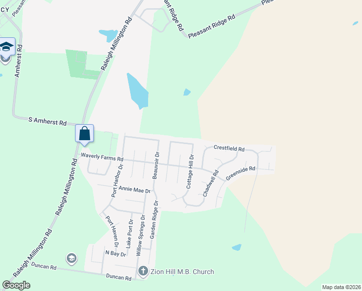 map of restaurants, bars, coffee shops, grocery stores, and more near 4575 Columbia Woods Lane in Millington