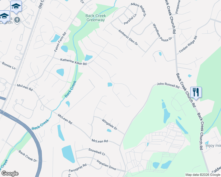 map of restaurants, bars, coffee shops, grocery stores, and more near 9300 Oren Thompson Road in Charlotte