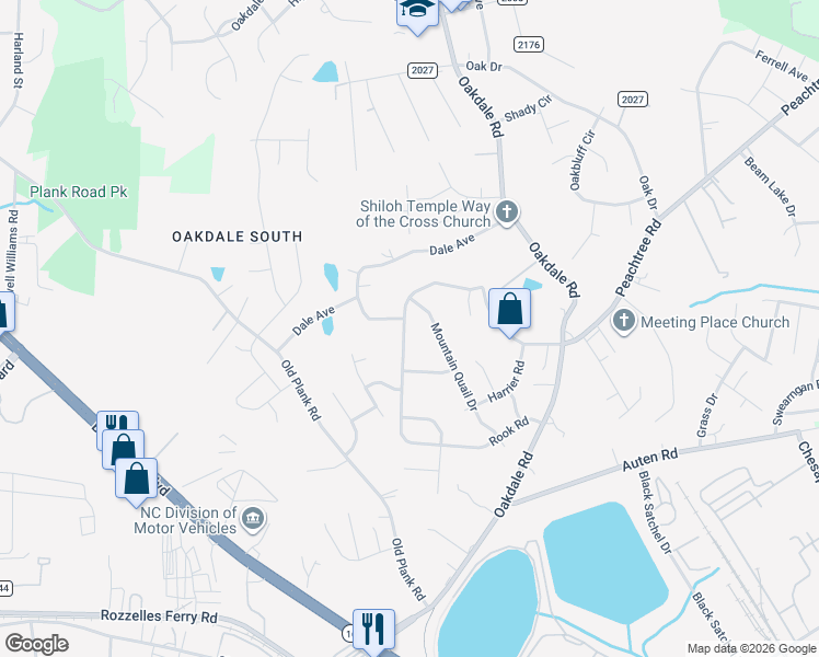 map of restaurants, bars, coffee shops, grocery stores, and more near 909 Rook Road in Charlotte