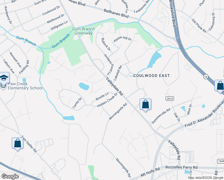 map of restaurants, bars, coffee shops, grocery stores, and more near 1007 Valleydale Road in Charlotte