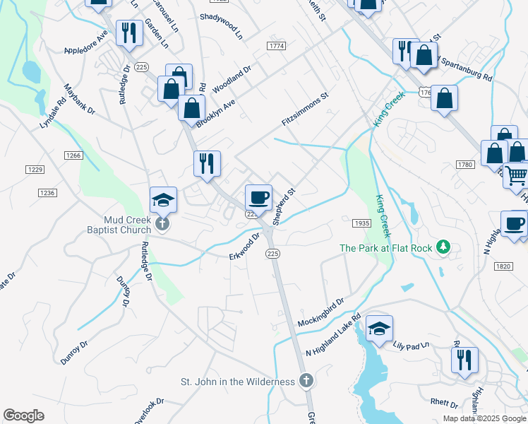 map of restaurants, bars, coffee shops, grocery stores, and more near 1516 Greenville Highway in Hendersonville