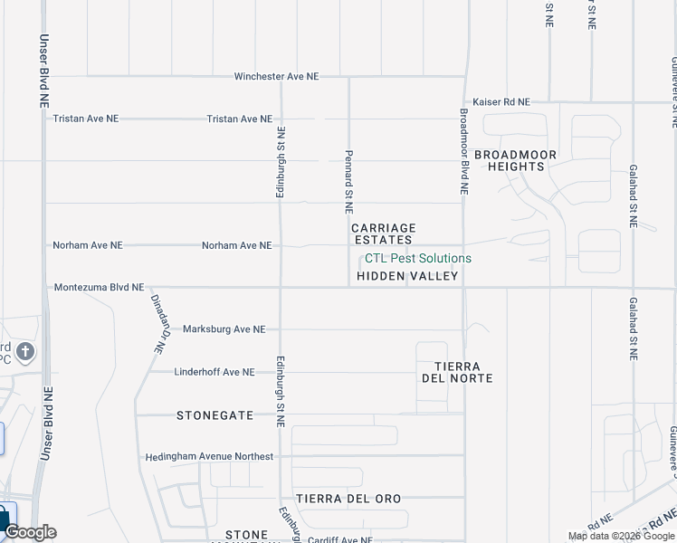 map of restaurants, bars, coffee shops, grocery stores, and more near 2027 Pennard Street Northeast in Rio Rancho