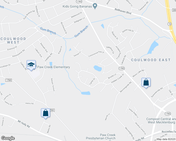 map of restaurants, bars, coffee shops, grocery stores, and more near 615 Acorn Valley Court in Charlotte