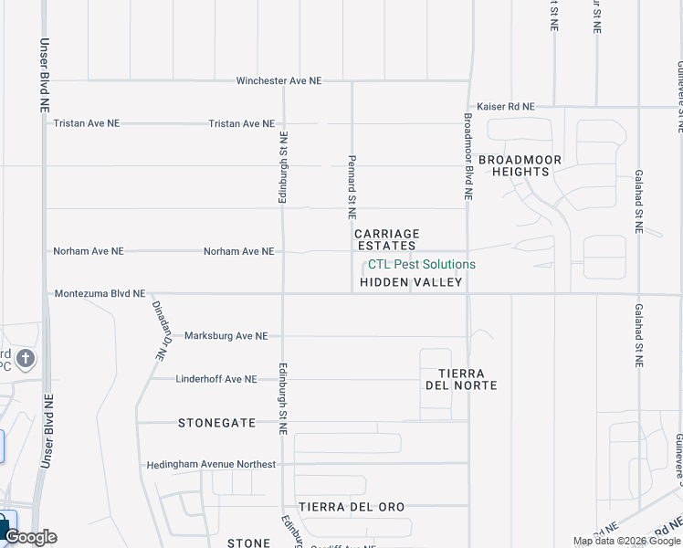 map of restaurants, bars, coffee shops, grocery stores, and more near 2027 Pennard Street Northeast in Rio Rancho