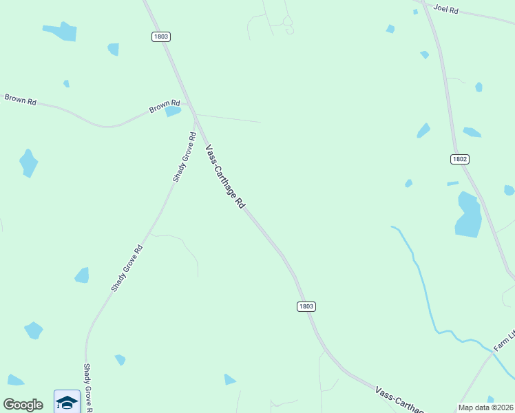 map of restaurants, bars, coffee shops, grocery stores, and more near 2085 Vass-Carthage Road in Carthage