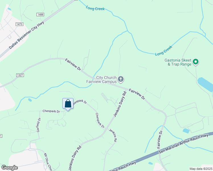 map of restaurants, bars, coffee shops, grocery stores, and more near 2851 Fairview Drive in Gastonia