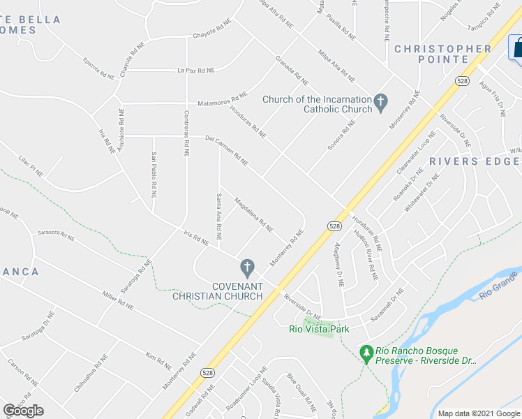 map of restaurants, bars, coffee shops, grocery stores, and more near 6412 Del Carmen Road Northeast in Rio Rancho