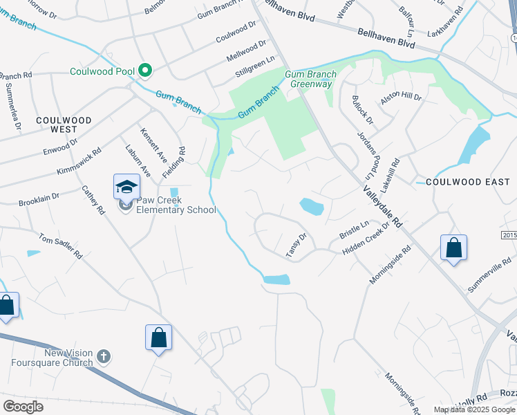 map of restaurants, bars, coffee shops, grocery stores, and more near 1111 Delander Lane in Charlotte