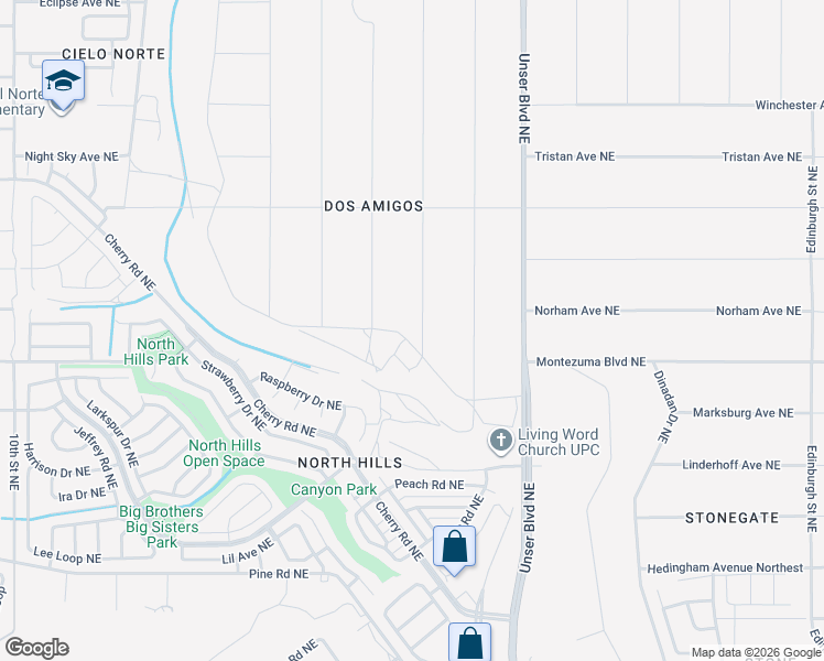 map of restaurants, bars, coffee shops, grocery stores, and more near Box Lake Drive Northeast in Rio Rancho