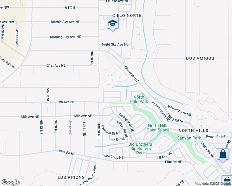 map of restaurants, bars, coffee shops, grocery stores, and more near 787 Rebecca Loop Northeast in Rio Rancho