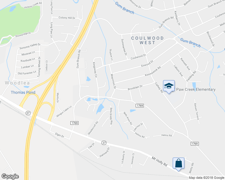 map of restaurants, bars, coffee shops, grocery stores, and more near 408 Waycross Drive in Charlotte