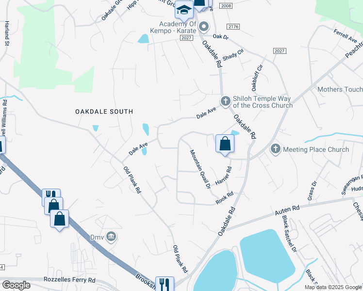 map of restaurants, bars, coffee shops, grocery stores, and more near 909 Rook Road in Charlotte