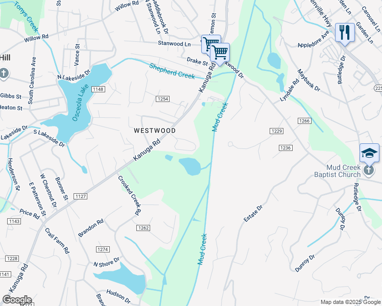 map of restaurants, bars, coffee shops, grocery stores, and more near 314 Oklawaha Circle in Hendersonville