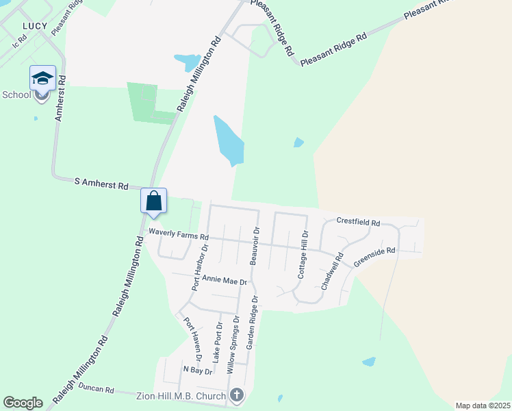 map of restaurants, bars, coffee shops, grocery stores, and more near 4508 Bonnie Brae Drive in Millington