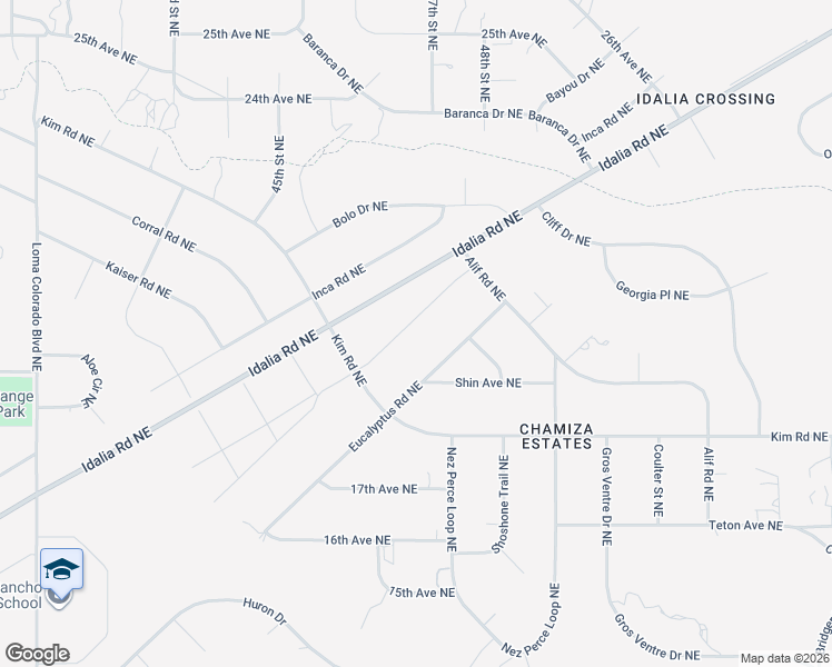 map of restaurants, bars, coffee shops, grocery stores, and more near 2001 Eucalyptus Road Northeast in Rio Rancho