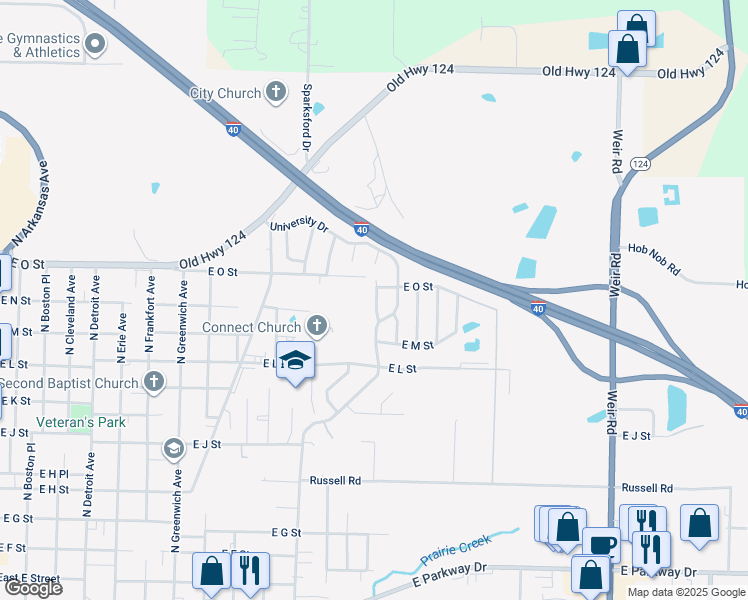 map of restaurants, bars, coffee shops, grocery stores, and more near 1405 North Nashville Avenue in Russellville