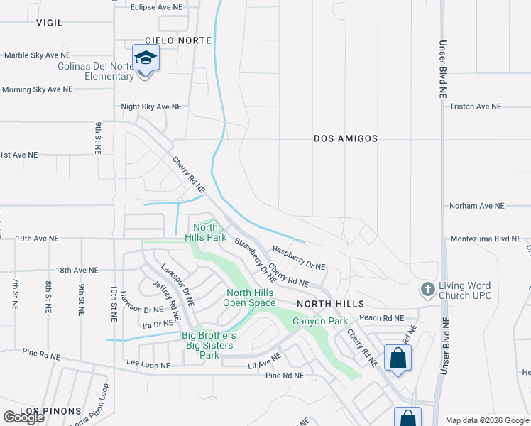 map of restaurants, bars, coffee shops, grocery stores, and more near 1988 Cherry Road Northeast in Rio Rancho