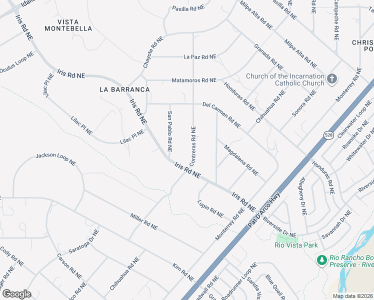 map of restaurants, bars, coffee shops, grocery stores, and more near 2013 Contreras Road Northeast in Rio Rancho