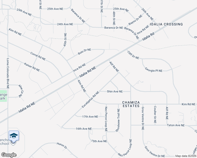map of restaurants, bars, coffee shops, grocery stores, and more near 2001 Eucalyptus Road Northeast in Rio Rancho