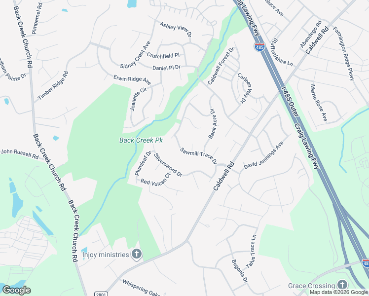 map of restaurants, bars, coffee shops, grocery stores, and more near 4105 Sawmill Trace Drive in Charlotte