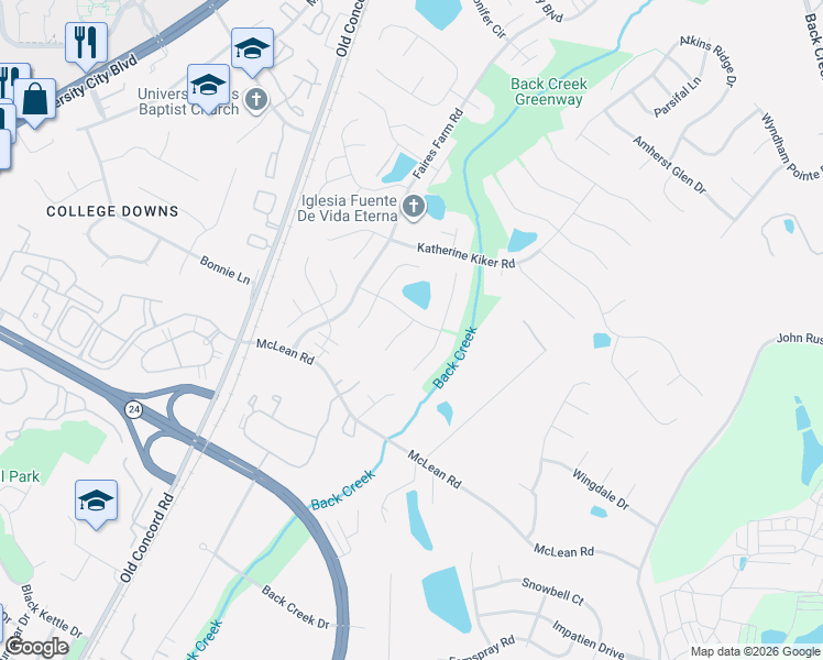 map of restaurants, bars, coffee shops, grocery stores, and more near in Charlotte