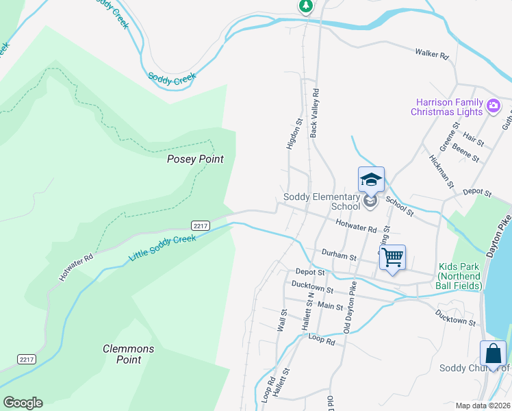 map of restaurants, bars, coffee shops, grocery stores, and more near 433 Hotwater Road in Soddy-Daisy